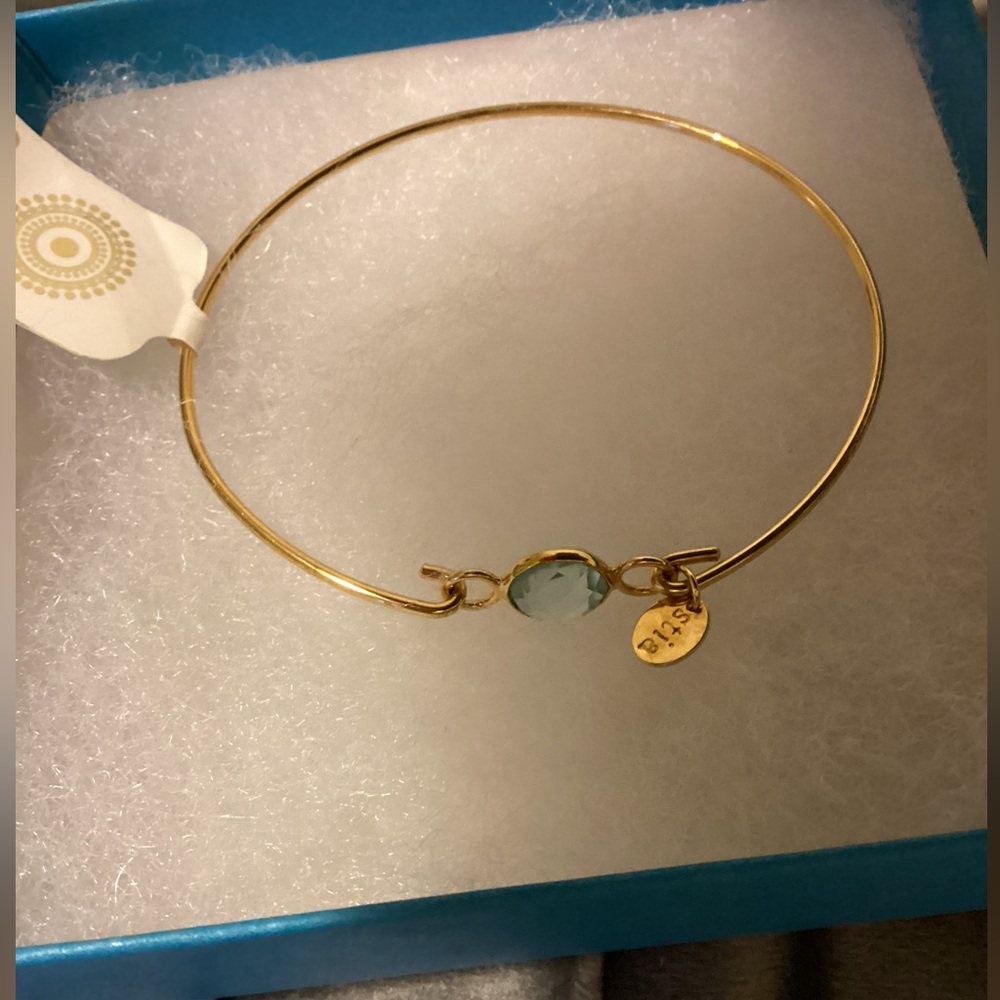 NWT Stila Goldtone Bracelet with Blue Gem